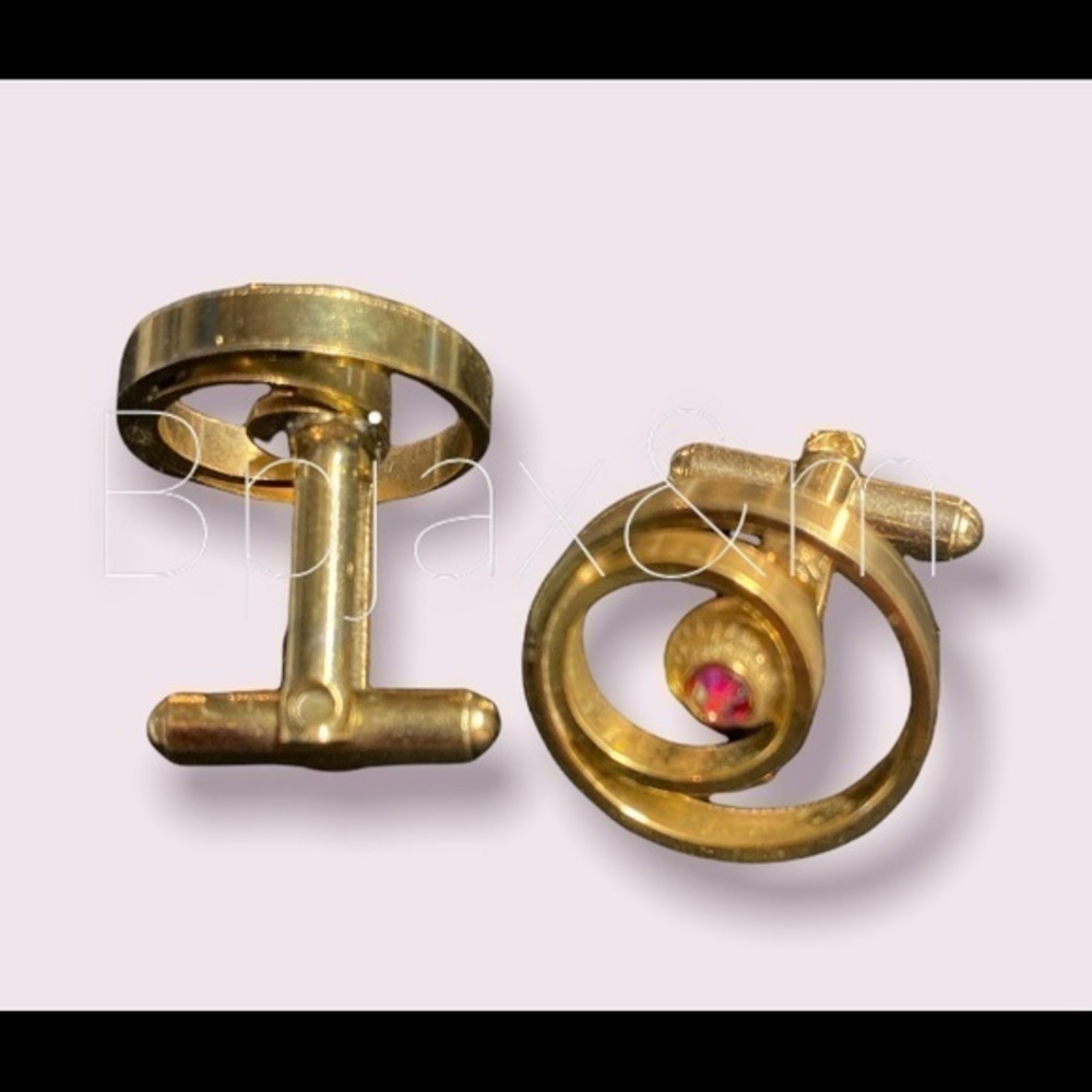 Cuff Links round gold tone Vintage
